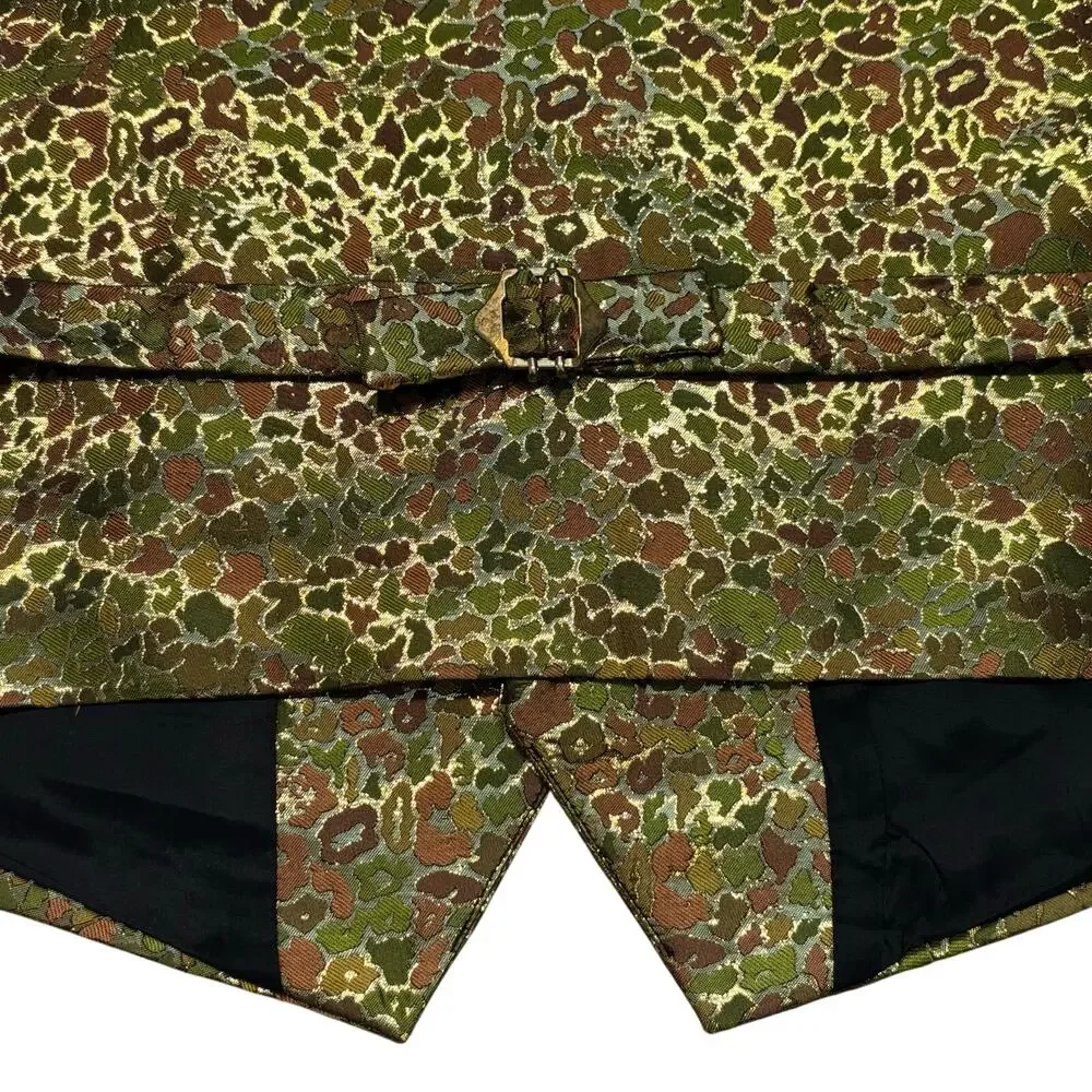 SilverSilk Paisley Camo Metallic Silk Vintage 90s Tailored Suit Vest Mens Large
